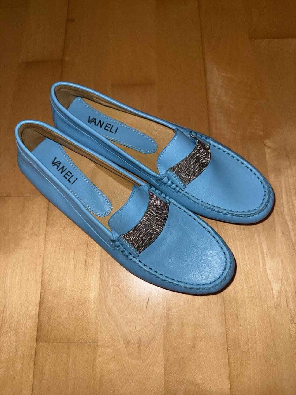 NEW Vaneli Arles Bead Chain Loafers Cobalt Blue 7